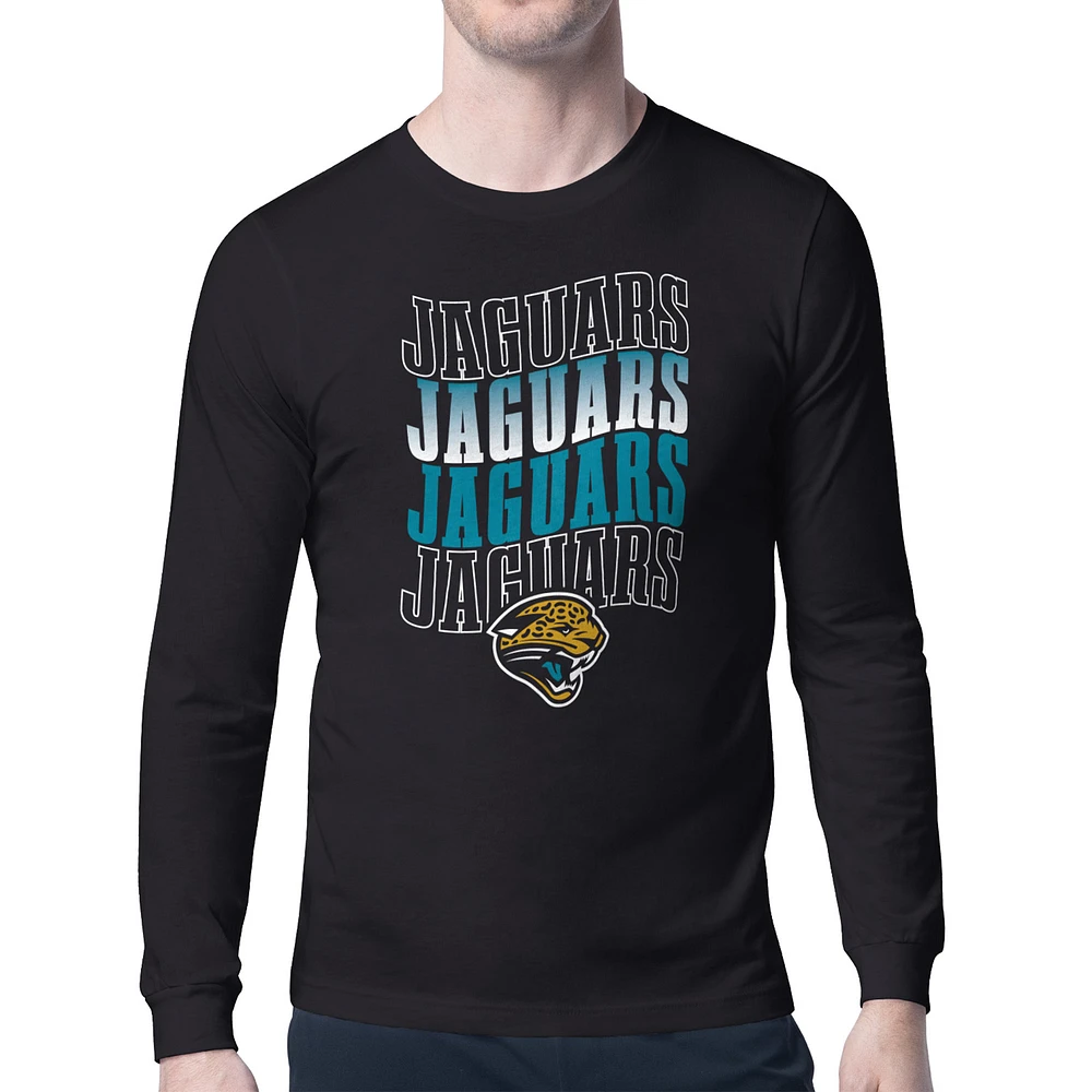 Men's Starter Jacksonville Jaguars Repeat Wordmark Retro Team Logo Long Sleeve T-Shirt