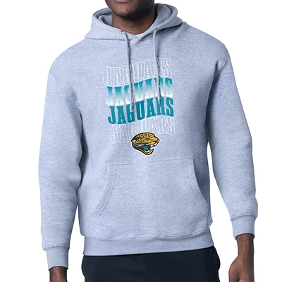 Men's Starter Heather Gray Jacksonville Jaguars Repeat Wordmark Retro Team Logo Pullover Hoodie