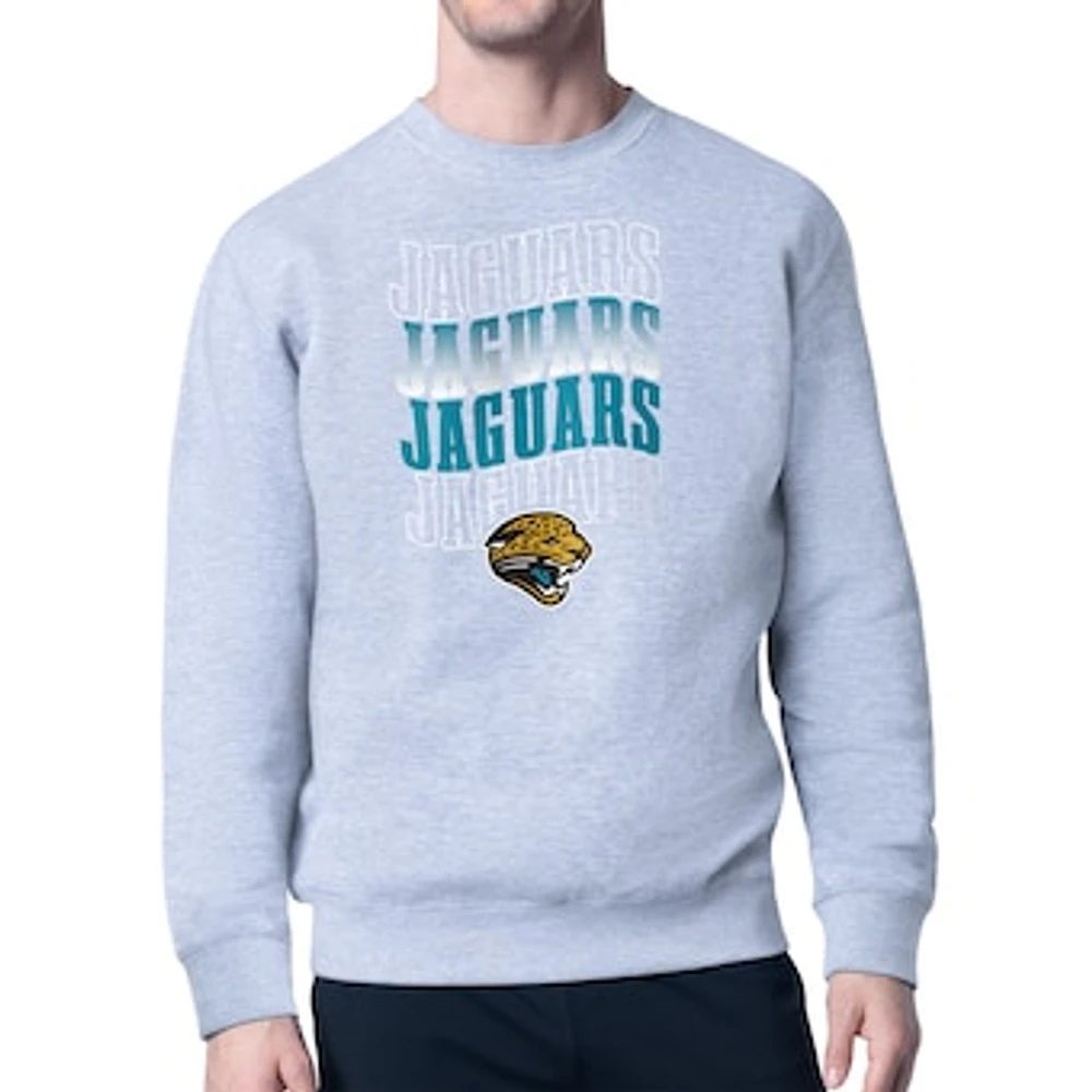 Men's Starter Heather Gray Jacksonville Jaguars Repeat Wordmark Retro Team Logo Pullover Sweatshirt