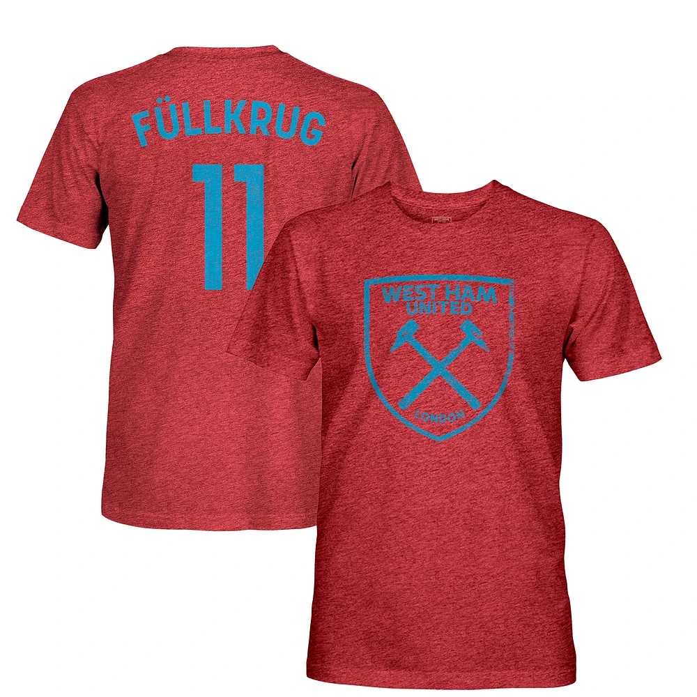 Men's 1863FC Niclas Füllkrug Maroon West Ham United Retro Player Name & Number Tri-Blend T-Shirt