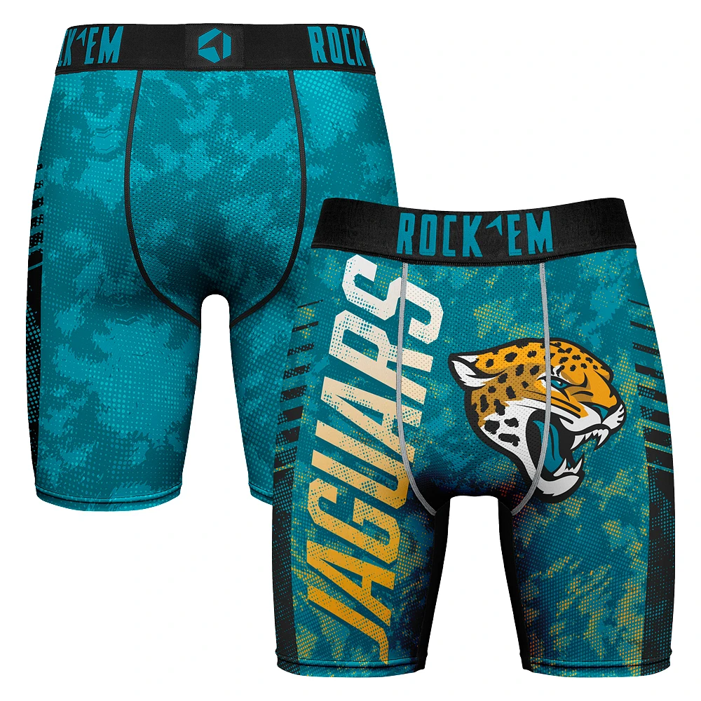 Men's Rock Em Socks Teal Jacksonville Jaguars Wordmark Boxer Briefs