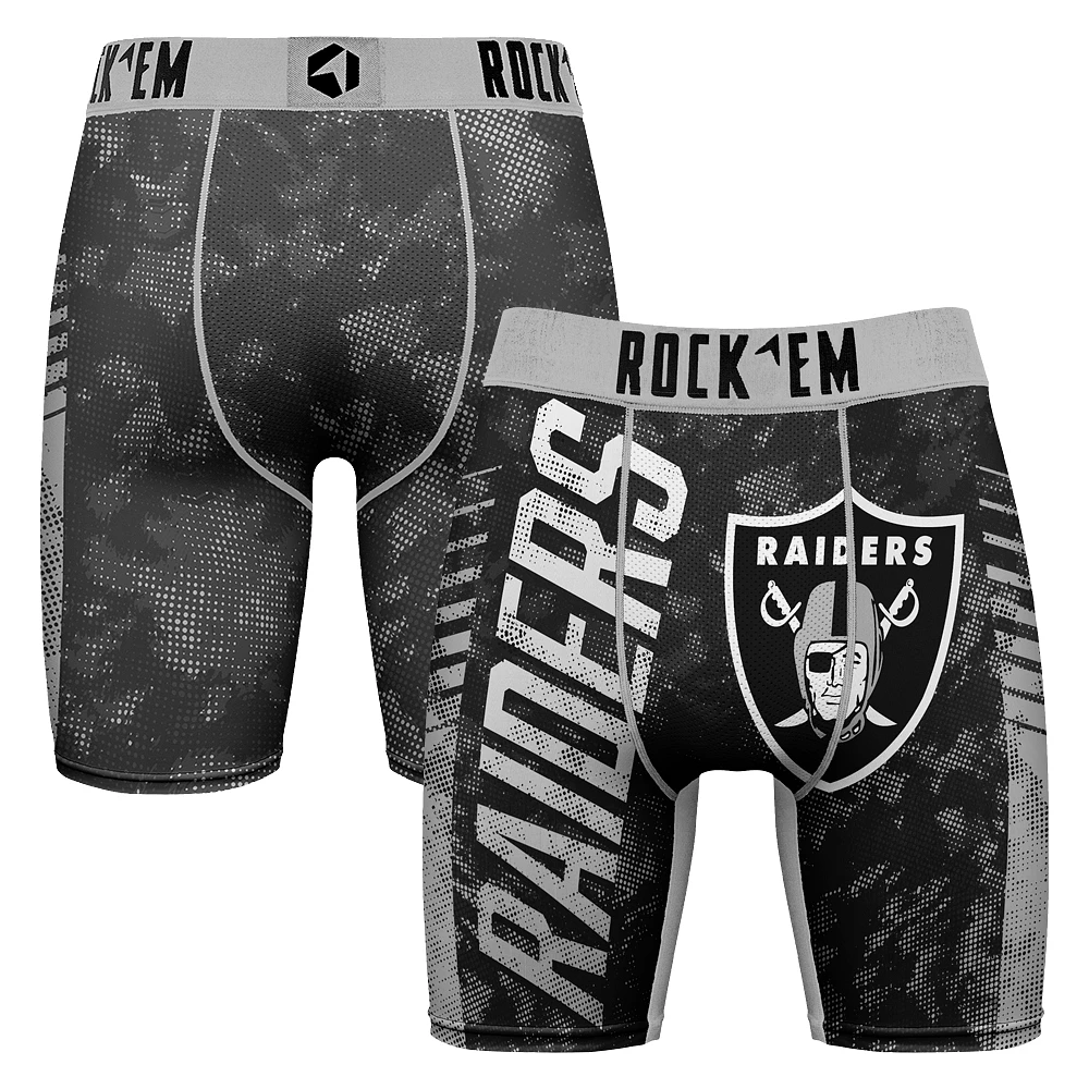 Men's Rock Em Socks Black Las Vegas Raiders Wordmark Boxer Briefs
