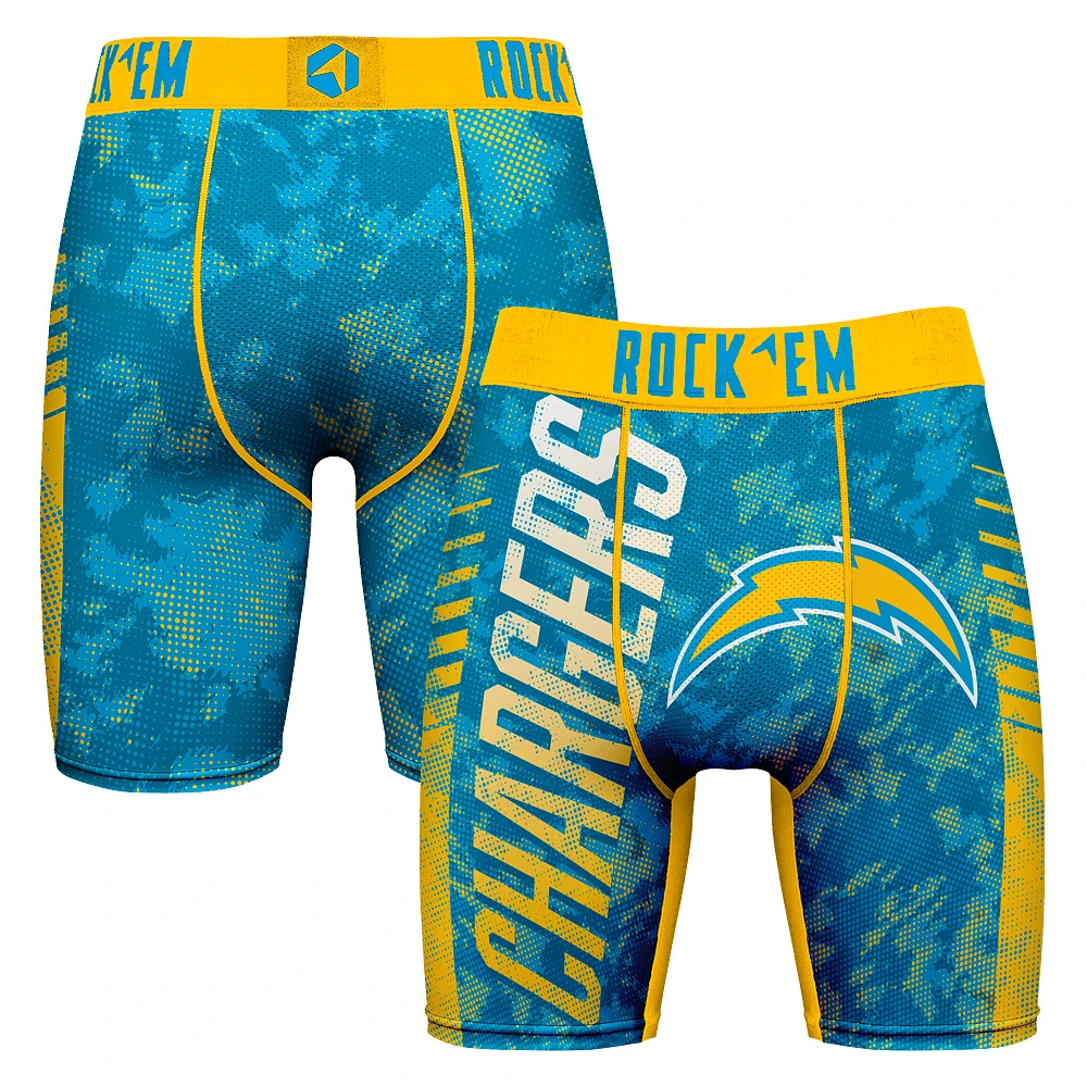 Men's Rock Em Socks Powder Blue Los Angeles Chargers Wordmark Boxer Briefs