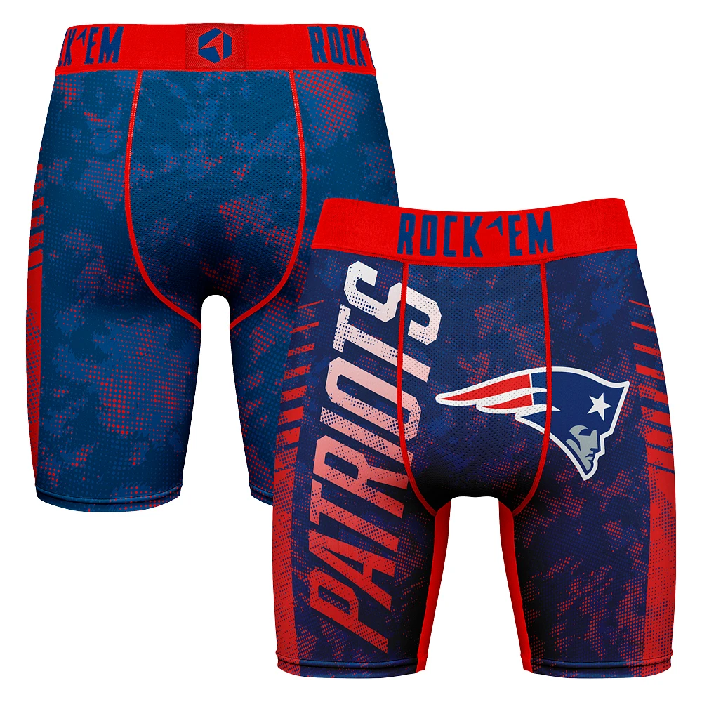 Men's Rock Em Socks Navy New England Patriots Wordmark Boxer Briefs