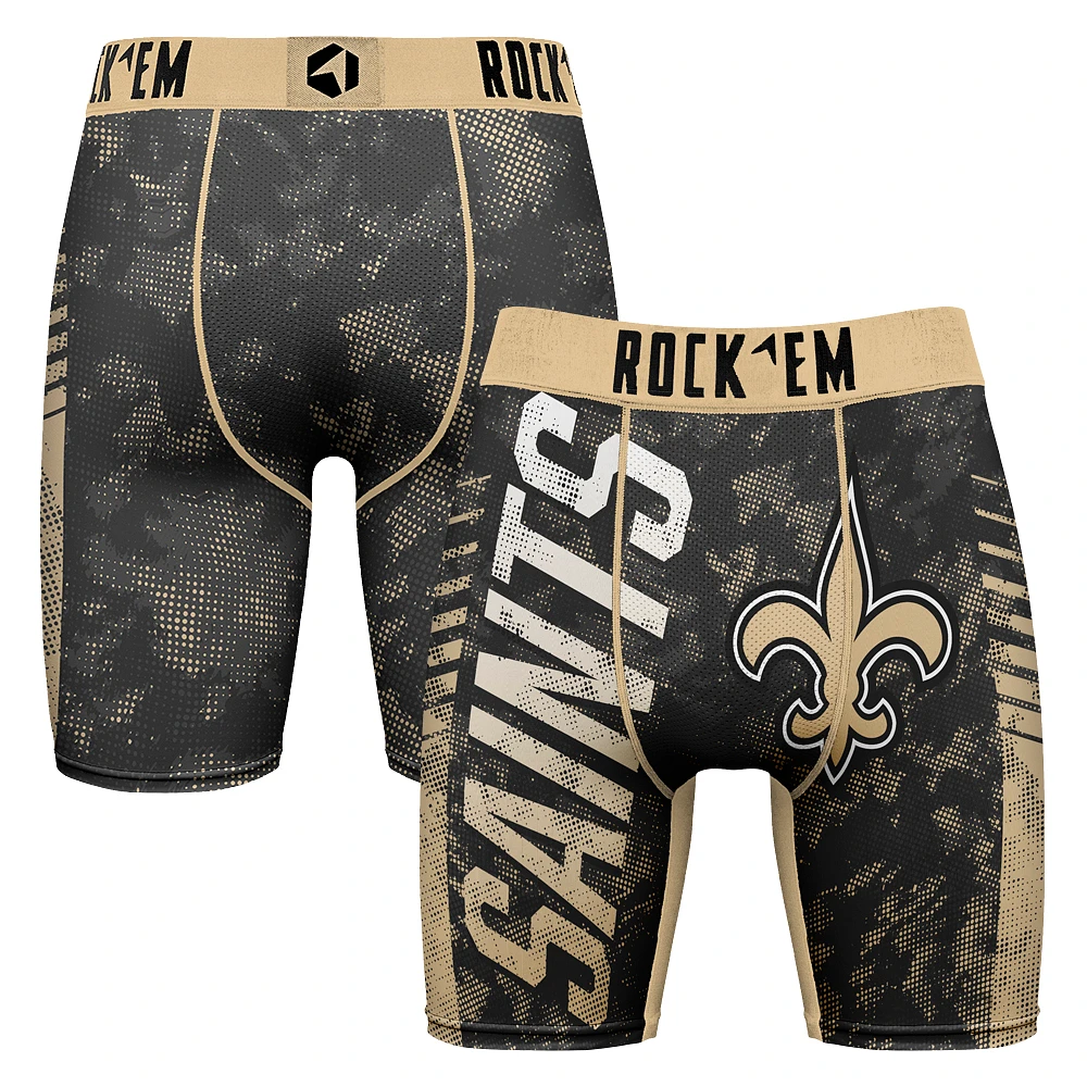Men's Rock Em Socks Black New Orleans Saints Wordmark Boxer Briefs