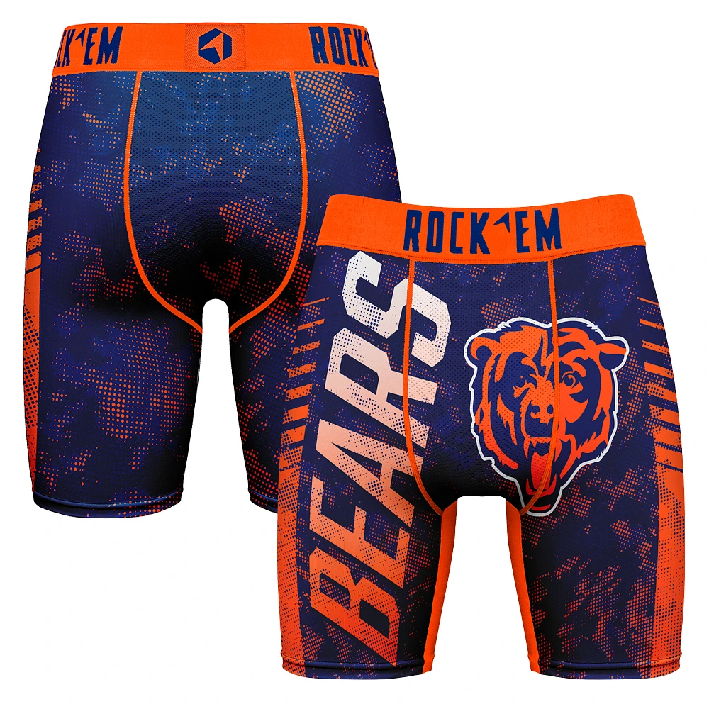 Men's Rock Em Socks Navy Chicago Bears Wordmark Boxer Briefs