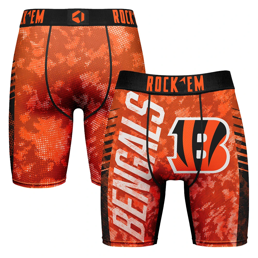 Men's Rock Em Socks Orange Cincinnati Bengals Wordmark Boxer Briefs