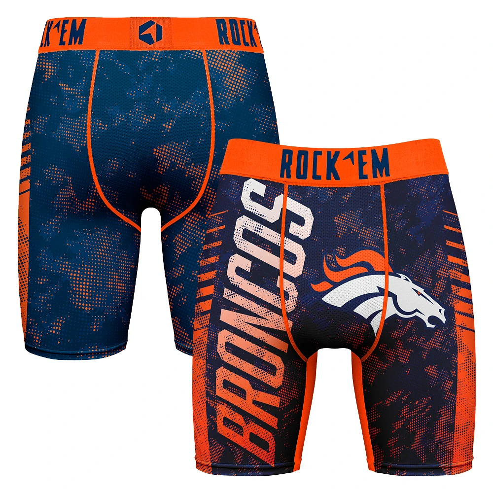 Men's Rock Em Socks Navy Denver Broncos Wordmark Boxer Briefs