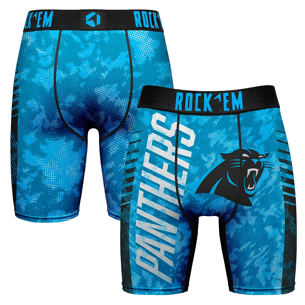 Men's Rock Em Socks Blue Carolina Panthers Wordmark Boxer Briefs