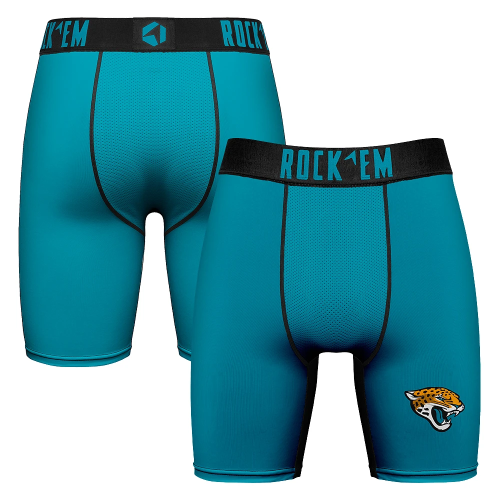 Men's Rock Em Socks Teal Jacksonville Jaguars Primary Logo Boxer Briefs