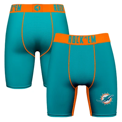 Men's Rock Em Socks Aqua Miami Dolphins Primary Logo Boxer Briefs