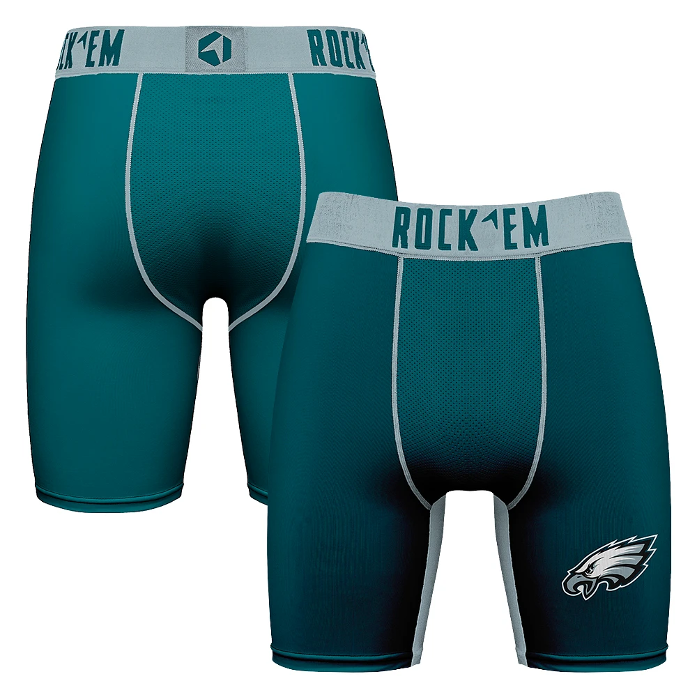Men's Rock Em Socks Midnight Green Philadelphia Eagles Primary Logo Boxer Briefs