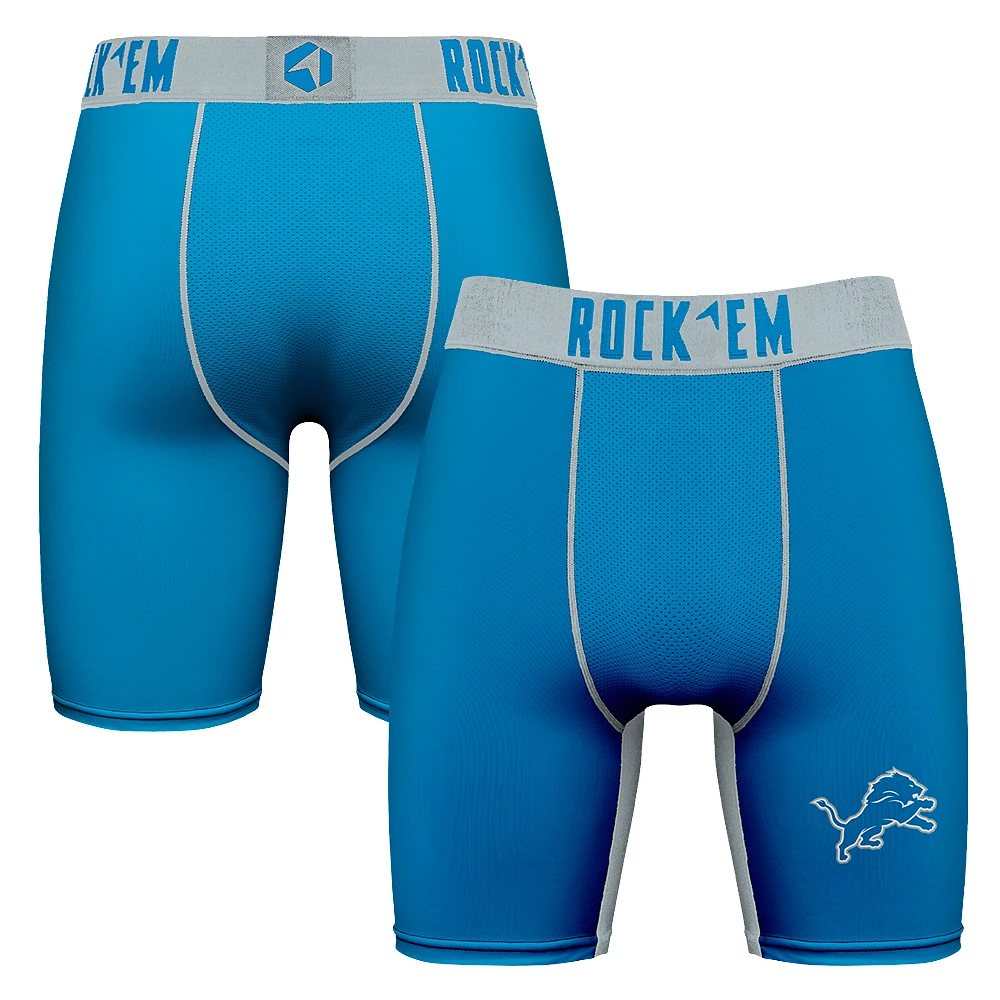 Men's Rock Em Socks Blue Detroit Lions Primary Logo Boxer Briefs