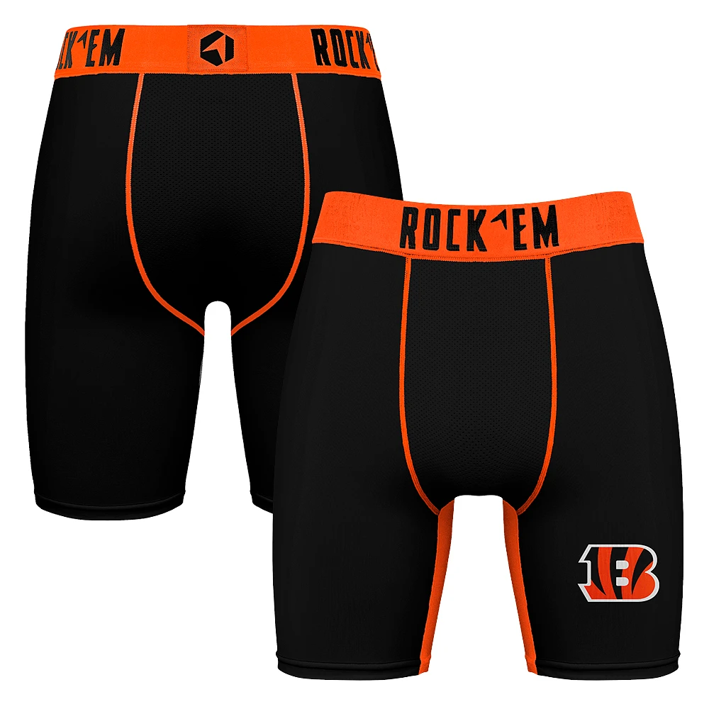 Men's Rock Em Socks Black Cincinnati Bengals Primary Logo Boxer Briefs