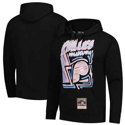 Men's Mitchell & Ness Black Philadelphia Phillies Sidewalk Sketch Pullover Hoodie