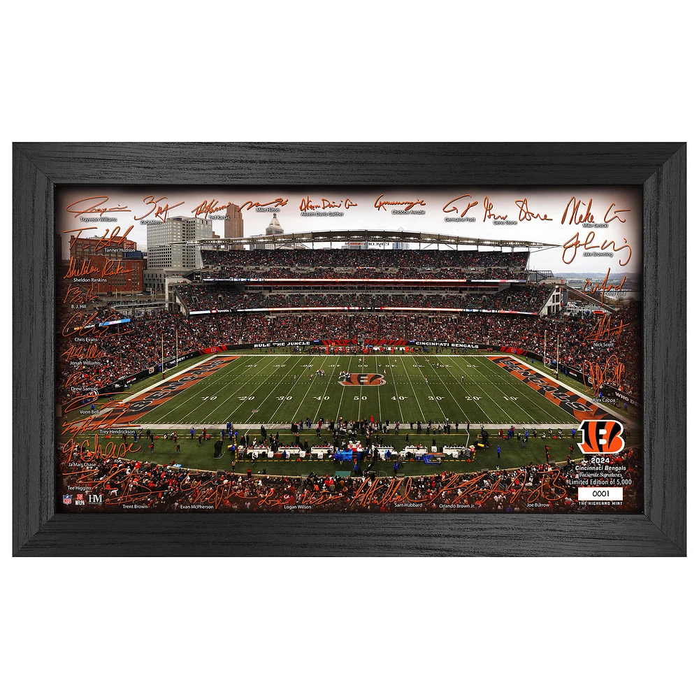 Highland Mint Cincinnati Bengals 12" x 20" 2024 Signature Gridiron Panoramic Framed Photo
