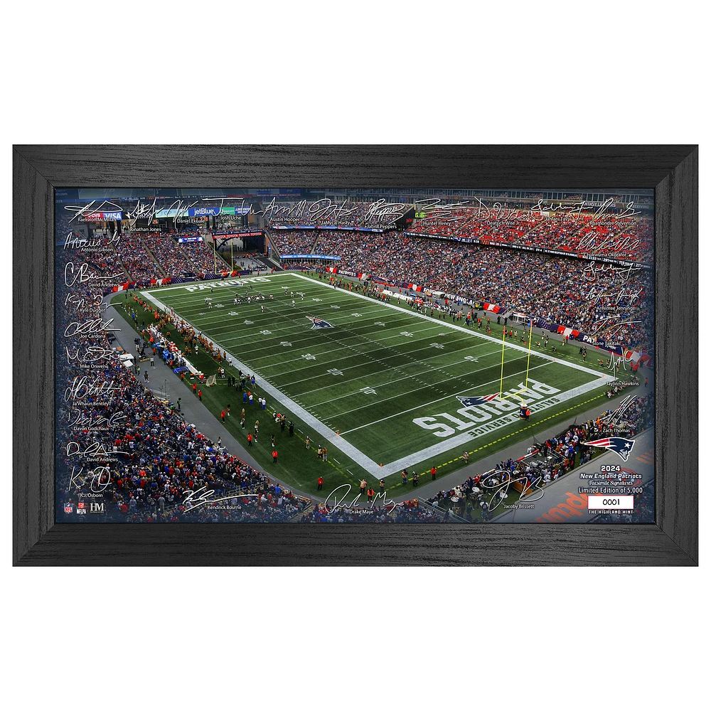 Highland Mint New England Patriots 12" x 20" 2024 Signature Gridiron Panoramic Framed Photo