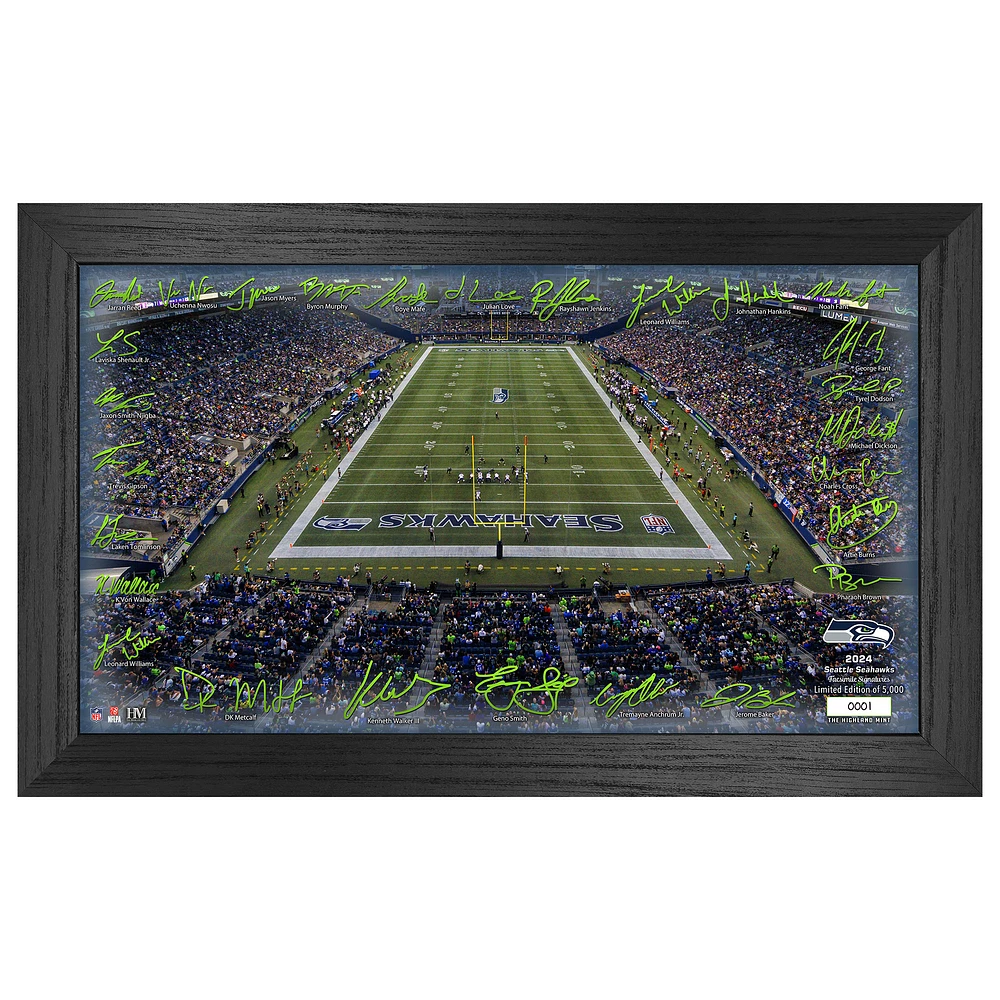 Highland Mint Seattle Seahawks 12" x 20" 2024 Signature Gridiron Panoramic Framed Photo