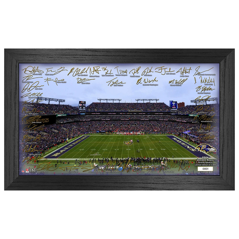 Highland Mint Baltimore Ravens 12" x 20" 2024 Signature Gridiron Panoramic Framed Photo
