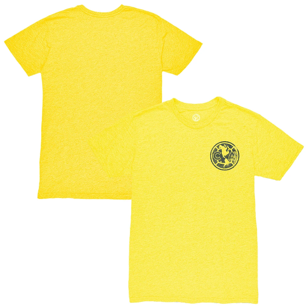 Men's 1863FC Yellow Club America Left Mono Badge Vintage Tri-Blend T-Shirt