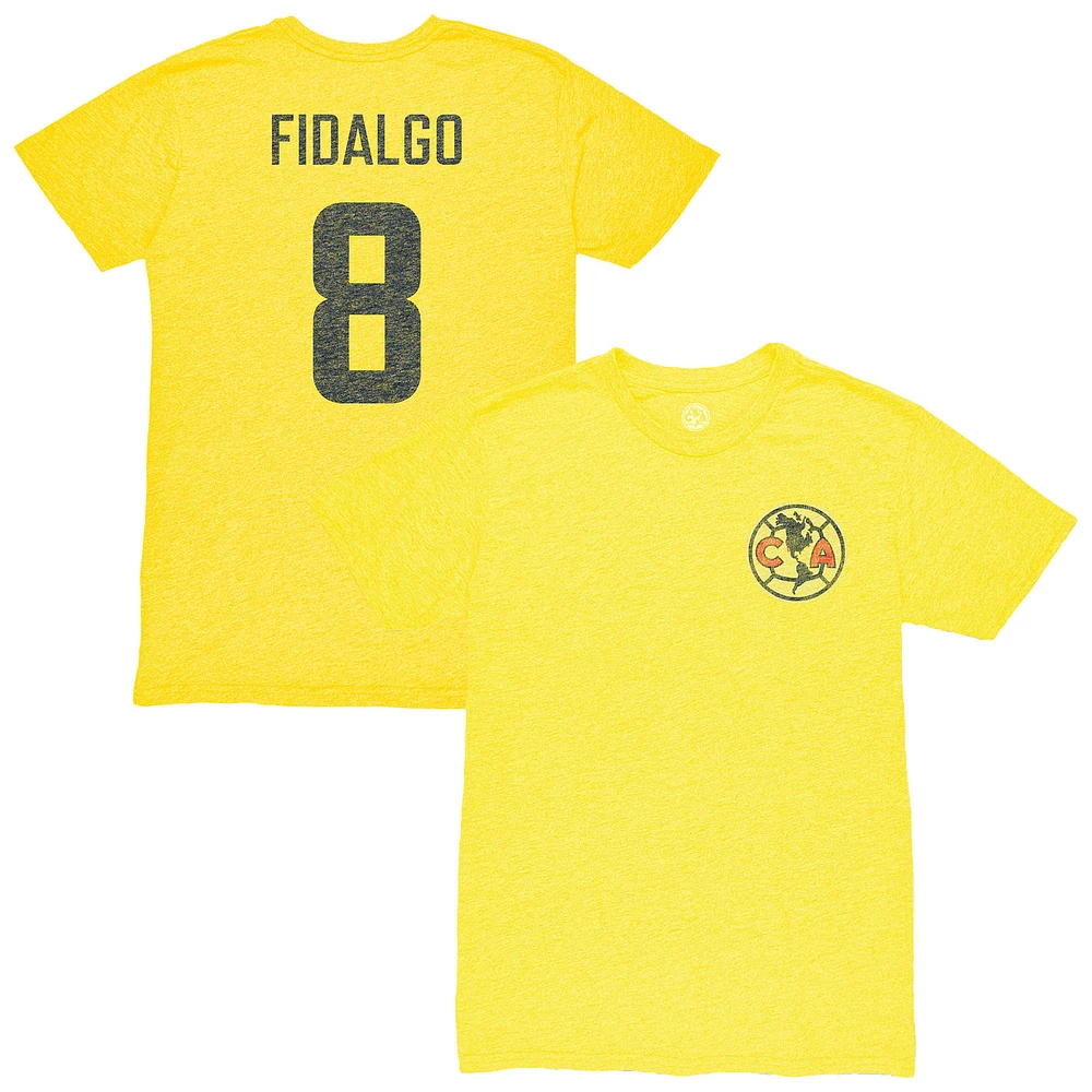 Men's 1863FC Álvaro Fidalgo Yellow Club America Retro Player Name & Number Tri-Blend T-Shirt
