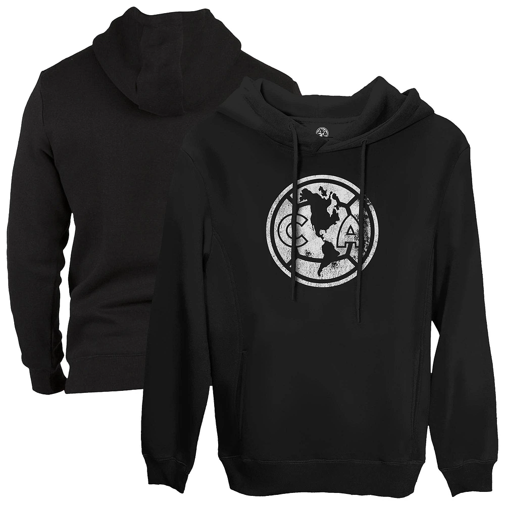 Men's 1863FC Black Club America Mono Badge Fleece Pullover Hoodie Sweatshirt
