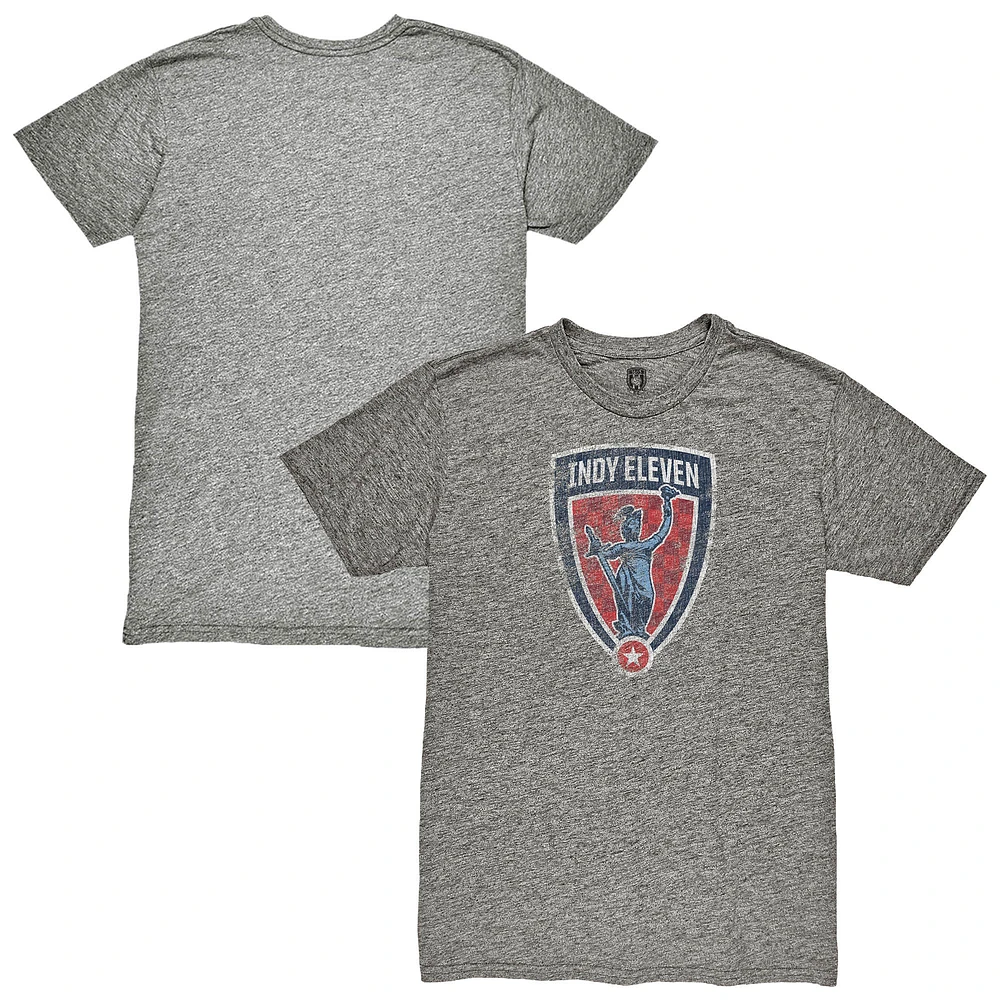 Men's 1863FC Heather Gray Indy Eleven Color Badge Vintage Tri-Blend T-Shirt