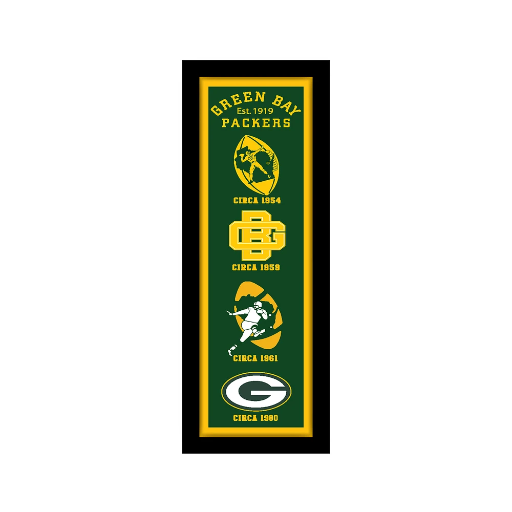 Green Bay Packers 8" x 26" Team Logo Heritage Framed Wall Art