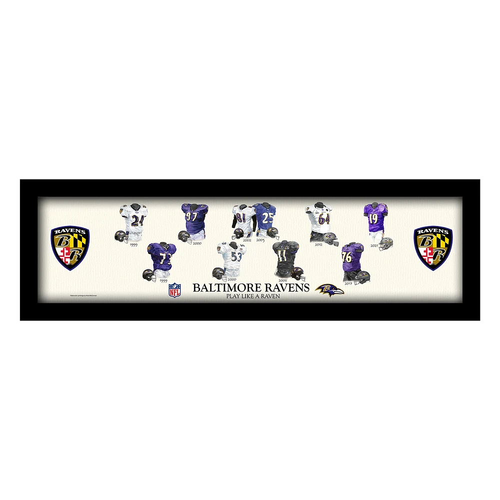 Baltimore Ravens 12" x 36" Team Uniform Heritage Framed Wall Art
