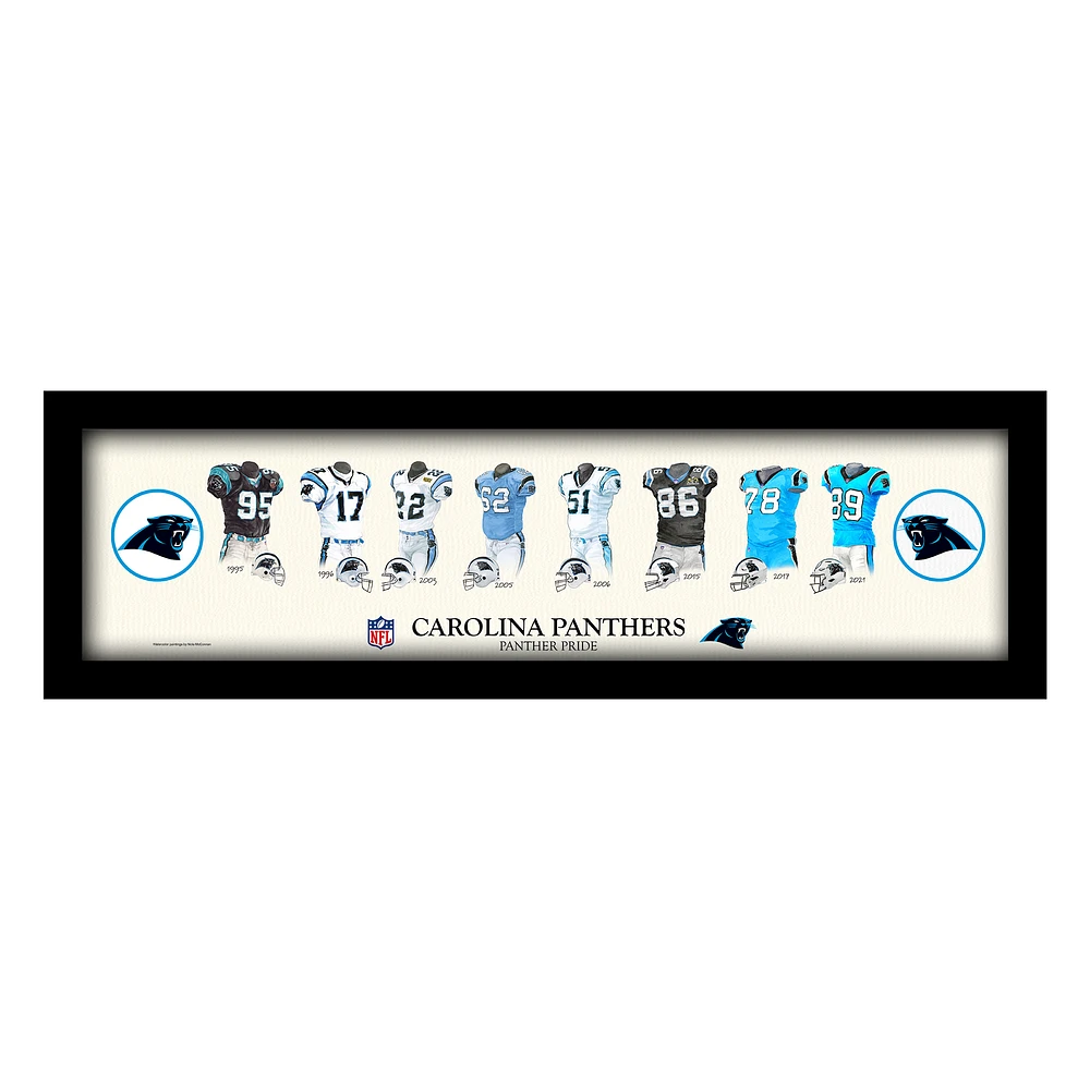 Carolina Panthers 12" x 36" Team Uniform Heritage Framed Wall Art