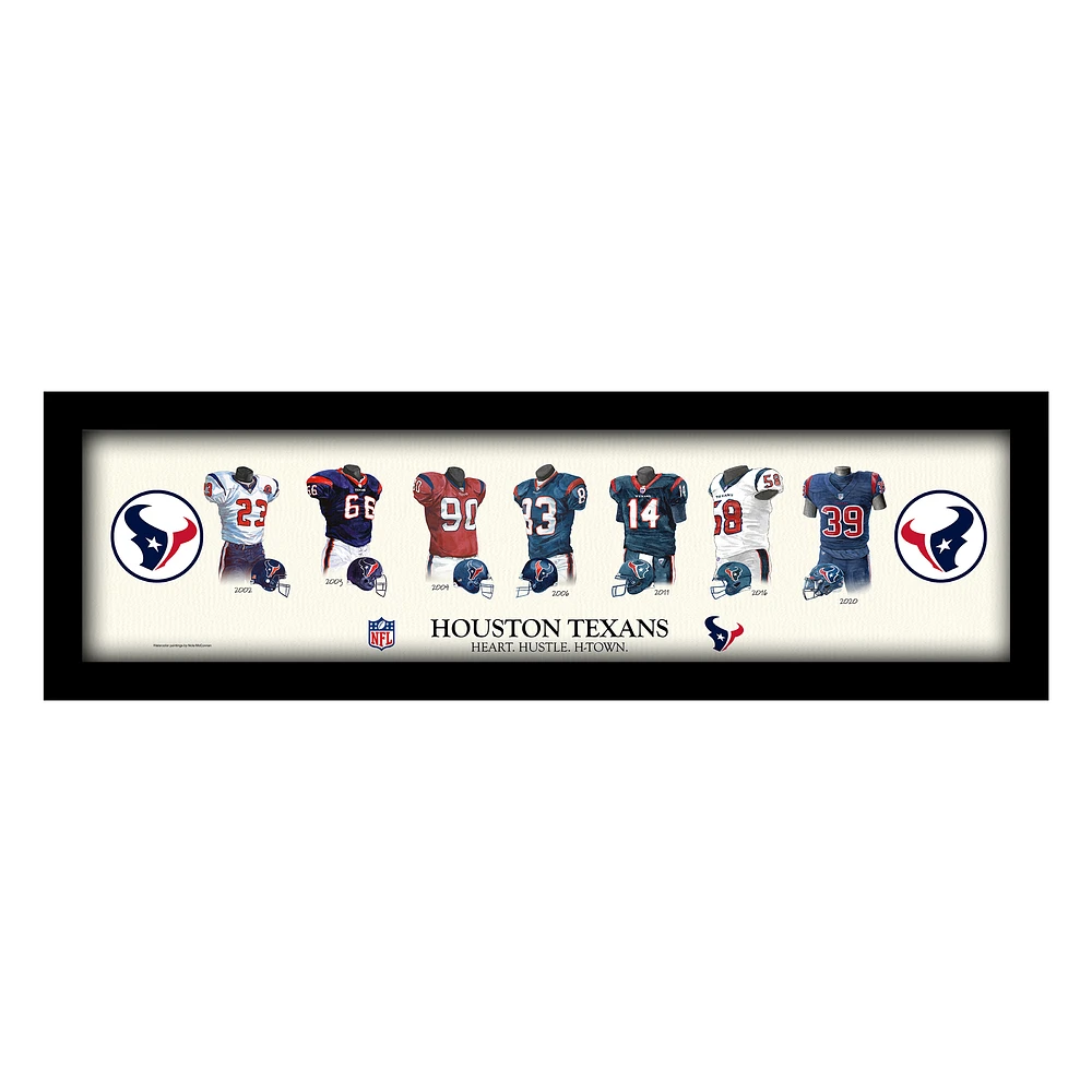 Houston Texans 12" x 36" Team Uniform Heritage Framed Wall Art