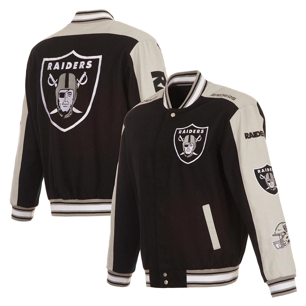 Men's JH Design Black Las Vegas Raiders Twill Full-Zip Jacket