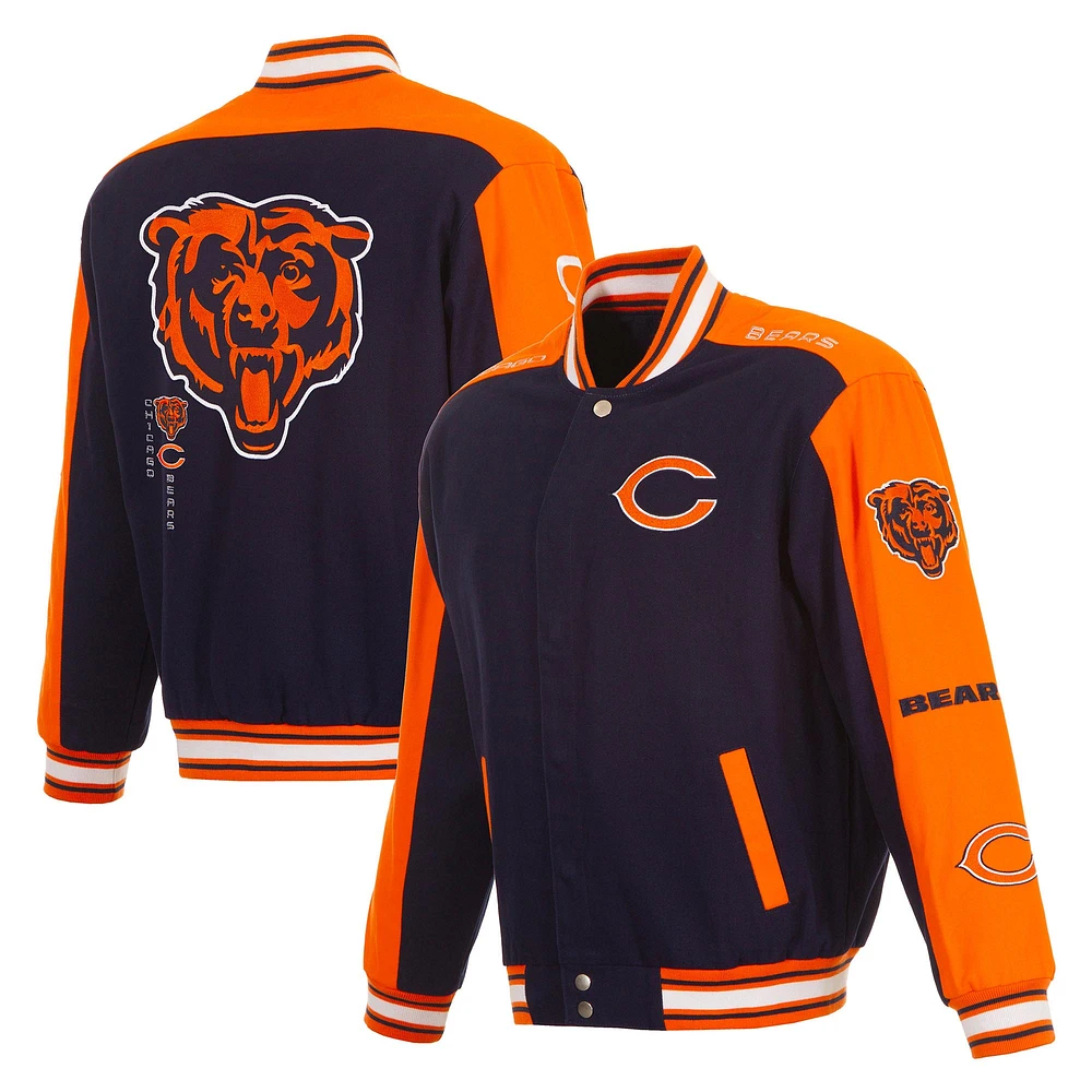 Men's JH Design Navy Chicago Bears Twill Full-Zip Jacket