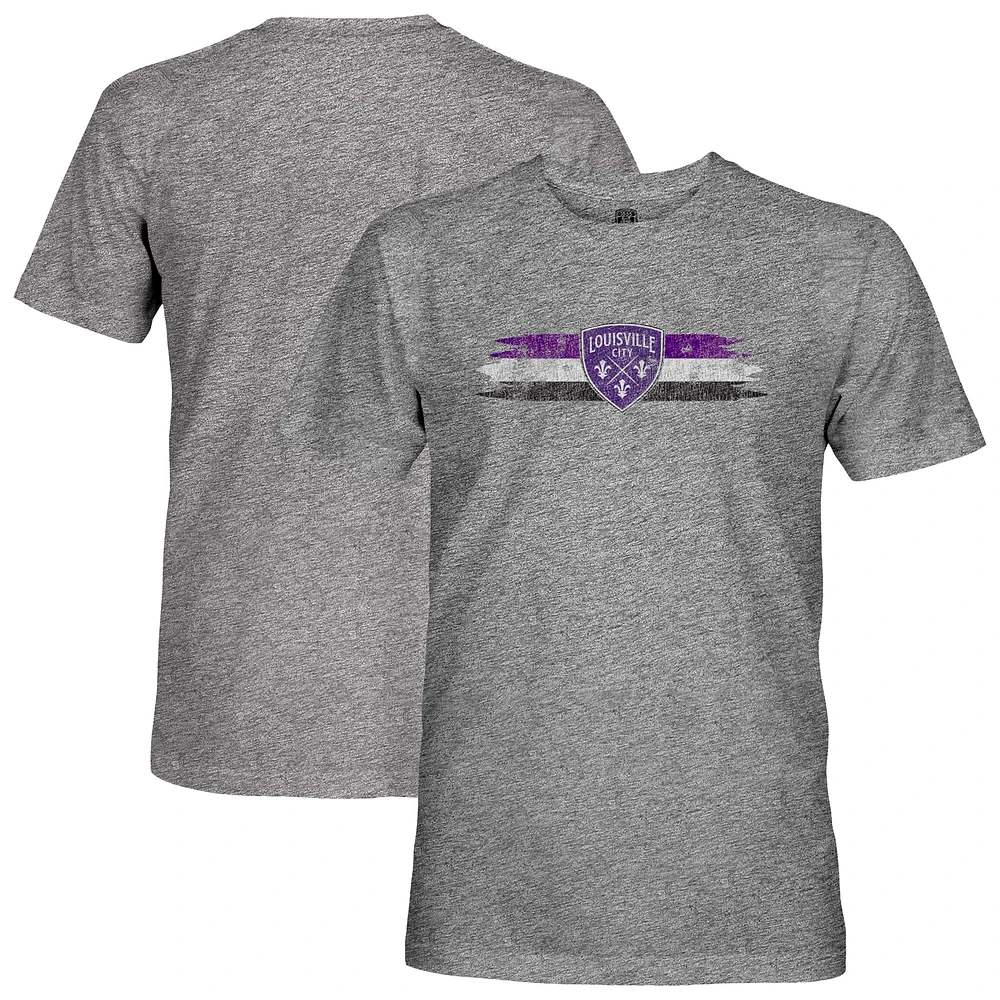 Men's 1863FC Heather Gray Louisville City FC Ripped Stripes Vintage Tri-Blend T-Shirt