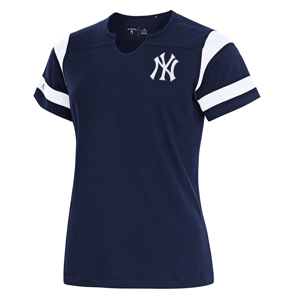 Women's Antigua Navy New York Yankees Encounter Notch Neck Top