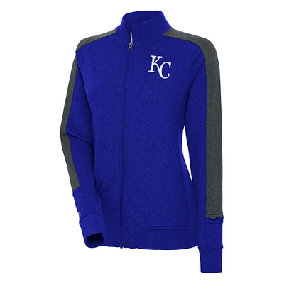 Women's Antigua Royal Kansas City Royals Strike Full-Zip Track Jacket