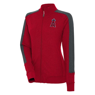 Women's Antigua Red Los Angeles Angels Strike Full-Zip Track Jacket