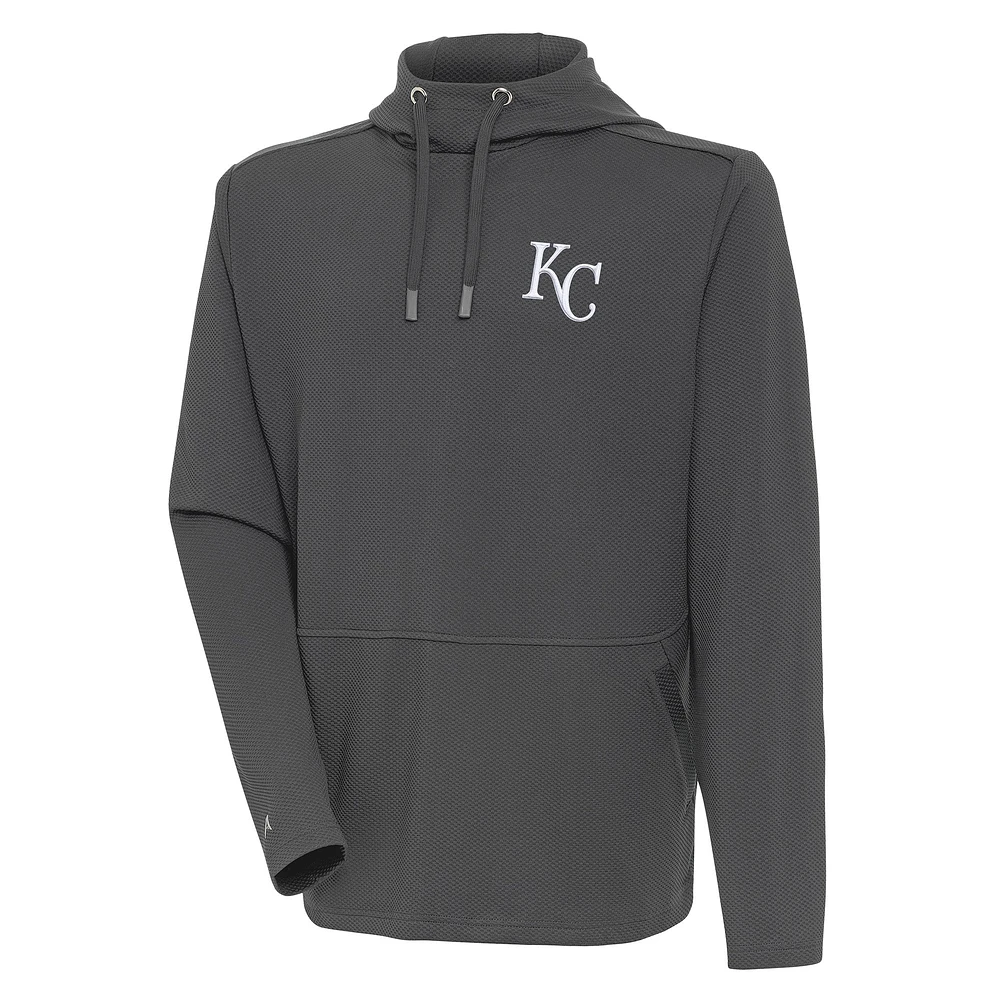 Men's Antigua Pewter Kansas City Royals Pullover Hoodie