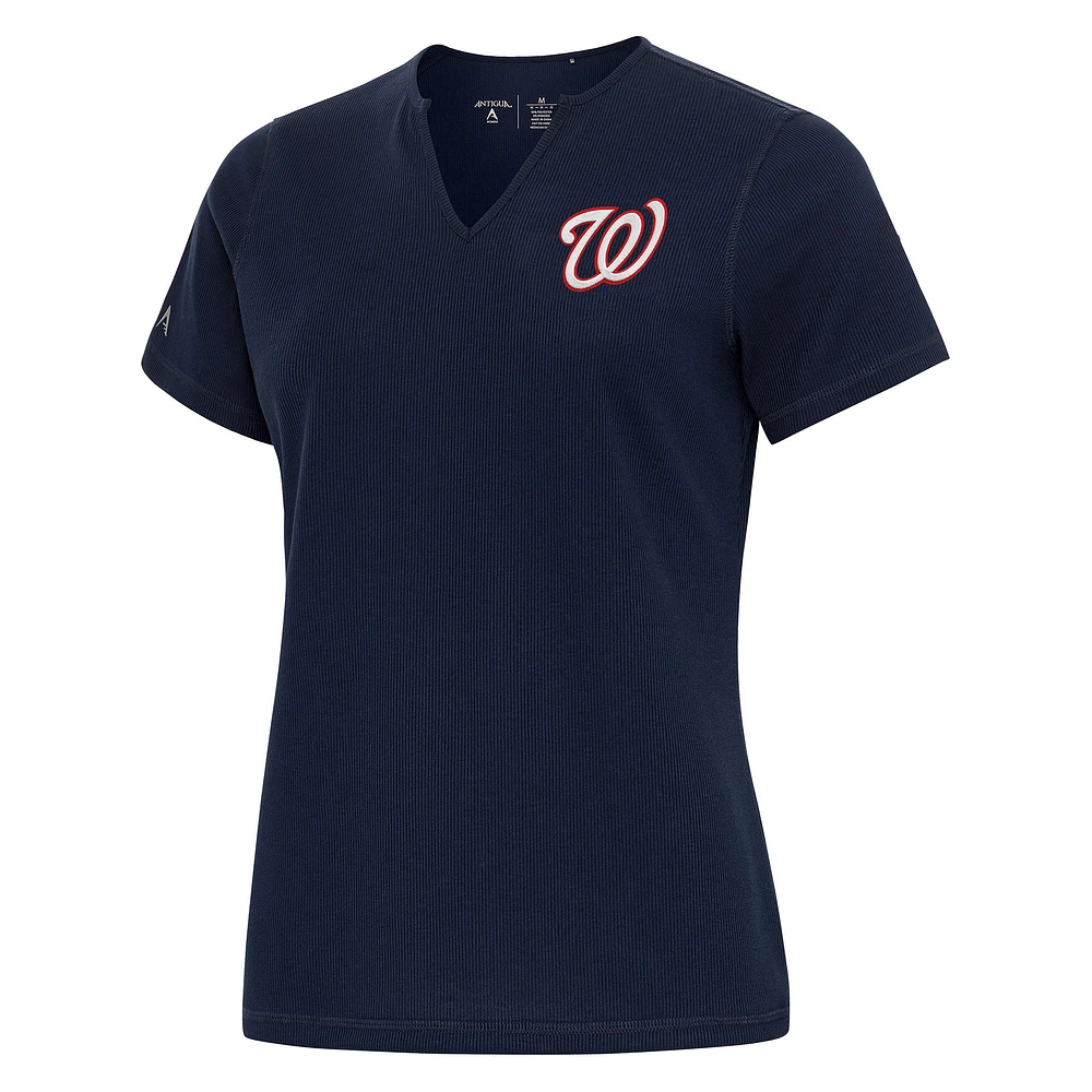 Women's Antigua Navy Washington Nationals Notch Neck T-Shirt