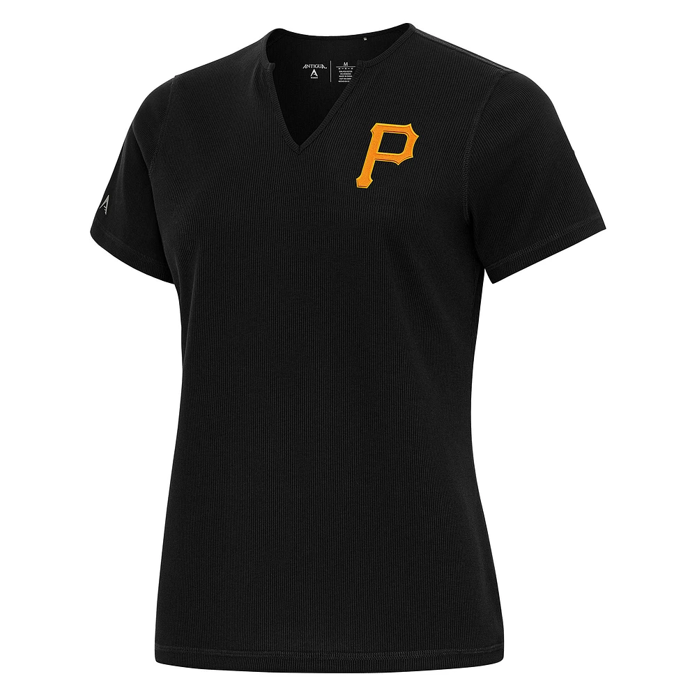 Women's Antigua Black Pittsburgh Pirates Notch Neck T-Shirt