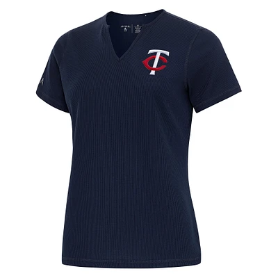 Women's Antigua Navy Minnesota Twins Notch Neck T-Shirt