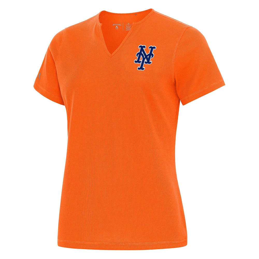 Women's Antigua Orange New York Mets Notch Neck T-Shirt