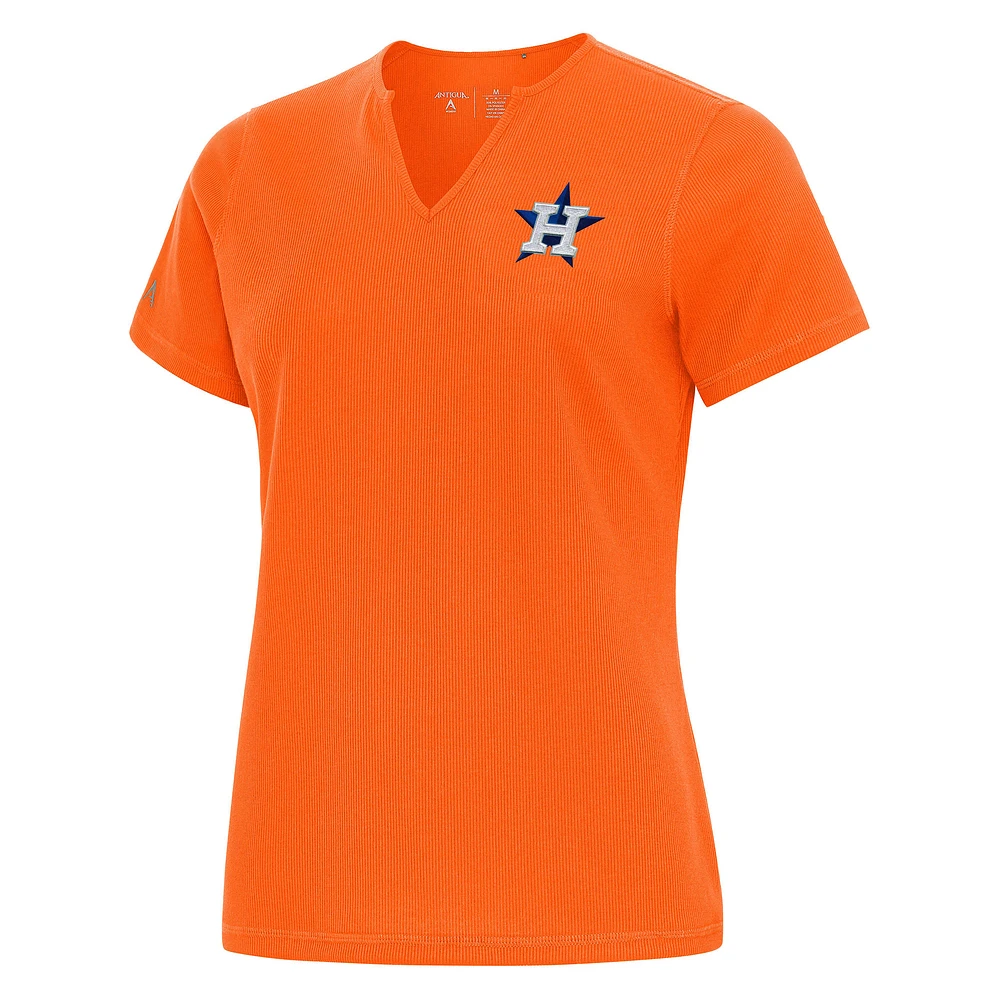 Women's Antigua Orange Houston Astros Notch Neck T-Shirt
