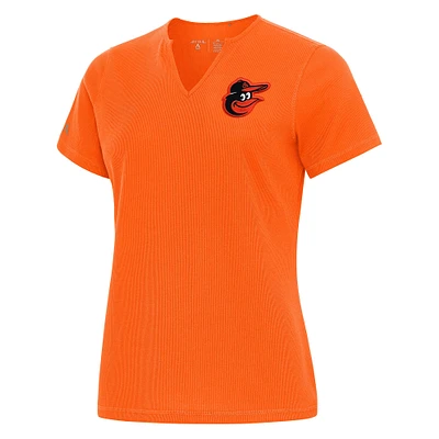 Women's Antigua Orange Baltimore Orioles Notch Neck T-Shirt