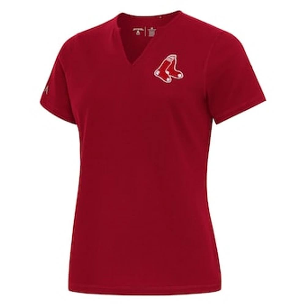 Women's Antigua Red Boston Sox Notch Neck T-Shirt