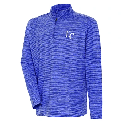 Men's Antigua Heather Royal Kansas City Royals Quarter-Zip Top
