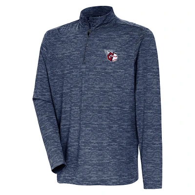 Men's Antigua Heather Navy Cleveland Guardians Quarter-Zip Top