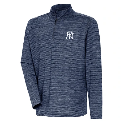 Men's Antigua Heather Navy New York Yankees Quarter-Zip Top