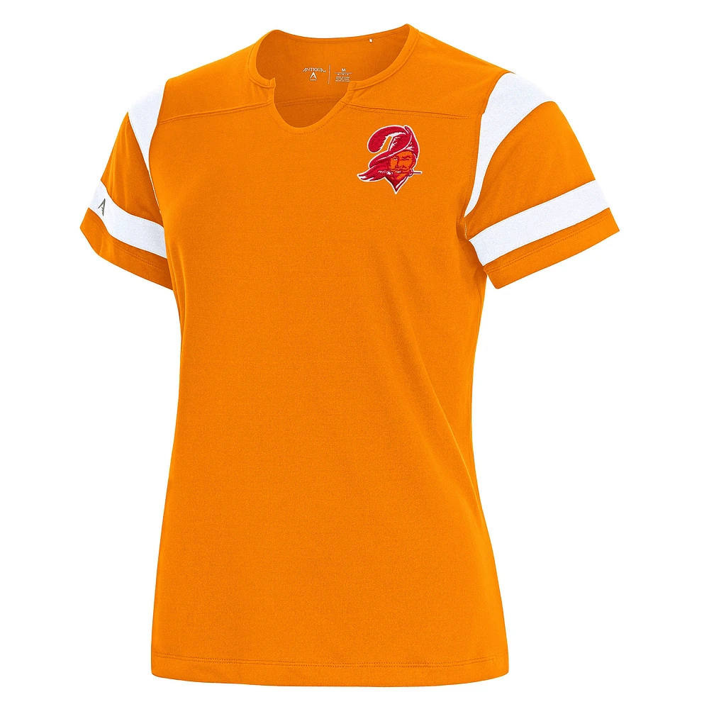 Women's Antigua Orange Tampa Bay Buccaneers Encounter Short Sleeve Notch Neck Top