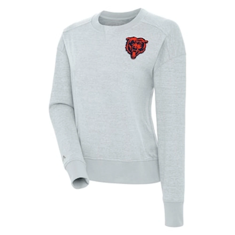 Women's Antigua Heather Gray Chicago Bears Forward Fleece Pullover Sweatshirt
